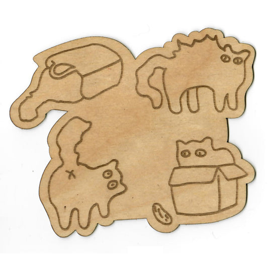 "Cats being Cats" Wood Sticker